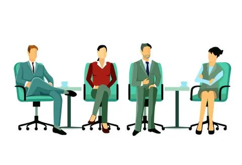Seated persons group Stock Illustration