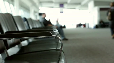 Seated waiting Area of an Airport Stock Footage