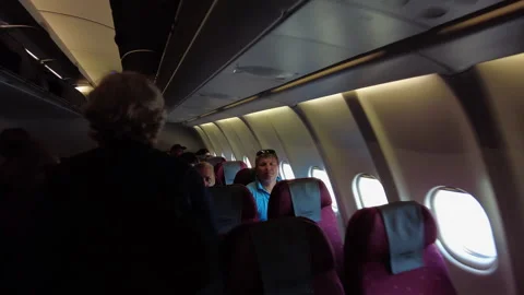 Seating of air passengers inside the plane according to their seats for the.. Stock Footage 249839222