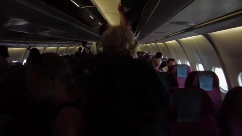 Seating of air passengers inside the plane according to their seats for the.. Stock Footage 249844109