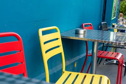 Seating area with chairs, table and ashtray Stock Photos