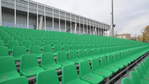 Seating with bright chairs attracts visitor attention Stock Footage 317157497