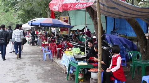 Seating, outdoor dining in the park Stock Footage 47455910