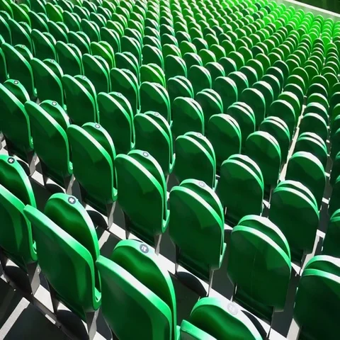 Seating rows in a stadium with weathered chairs Video stock 69536389