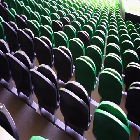 Seating rows in a stadium with weathered chairs Stock-Footage 69536951