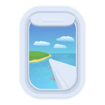 Seating window view icon cartoon vector. Travel sky Stock Illustration