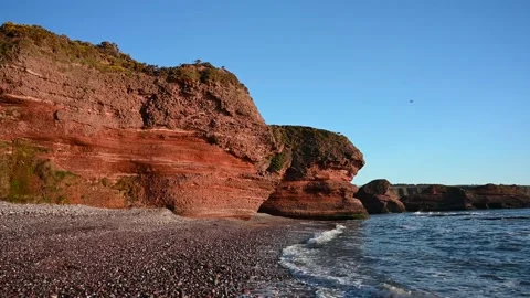 Seaton Cliffs from beach Arbroath Stock Footage 151599740