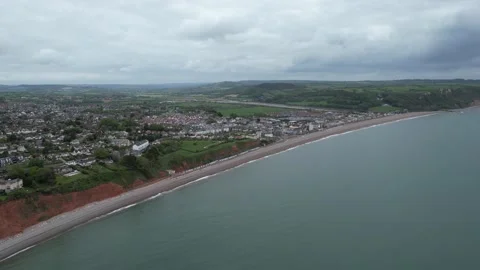 Seaton, Devon - 4K Aerial Drone Footage Stock Footage 235711008