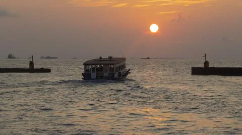 Seatrip at sunset Stock Photos