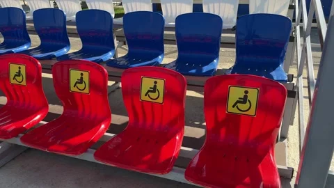 Seats for the disabled in the stands Stock Footage 286368502