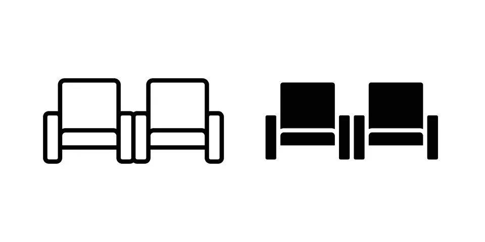 Seats icon linear versions pack on white background Stock Illustration