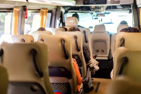 Seats inside the minivan Stock Photos