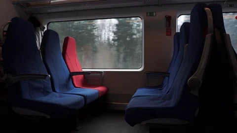 Seats opposite in an empty train car 스톡 동영상 106014836