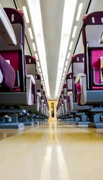 Seats in train Stock Photos