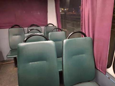 Seats without people in minibus. Empty seats in fixed-run taxi Stock-Fotos