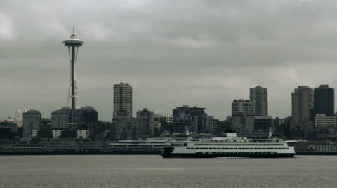 Seattle 03: Ferry with Space Needle time lapse Video stock 839948