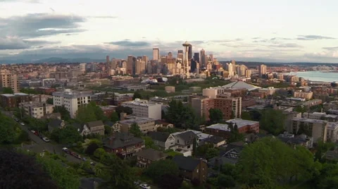 Seattle aerial view skyscraper Video stock 38286671