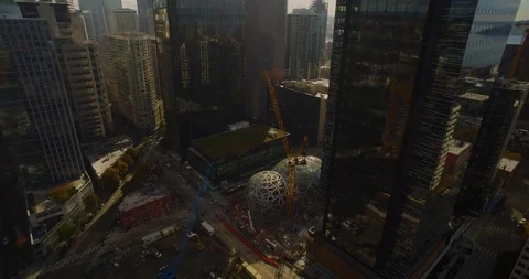 Seattle Amazon Spheres under construction Video stock 111725415