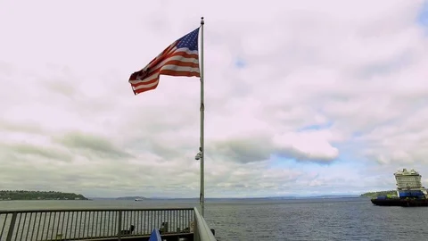 Seattle American Flag Stock Footage 106782716