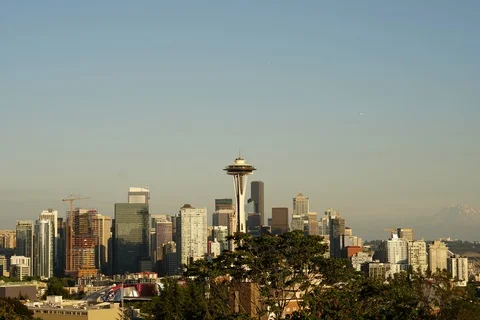 Seattle and Mount Rainier Timelapse Stock Footage 93410978