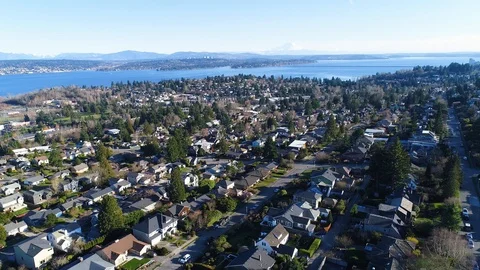 Seattle Arial View with seaside Stock Footage 93742057