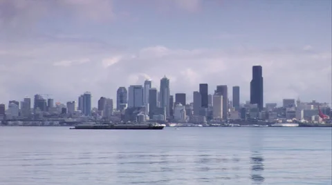 Seattle bay area, Space Needle, skyline and harbor Stock Footage 36789037