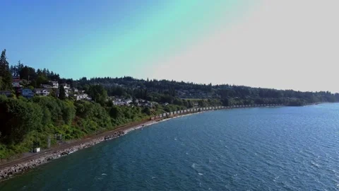 Seattle beach and railroad Stock Footage