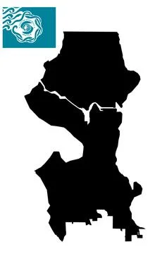 Seattle city map flag vector silhouette illustration Ilustração Stock