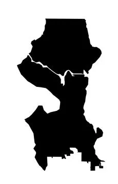 Seattle city map vector silhouette illustration. Ilustração Stock