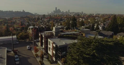 Seattle City View from Neighborhood Stock Footage
