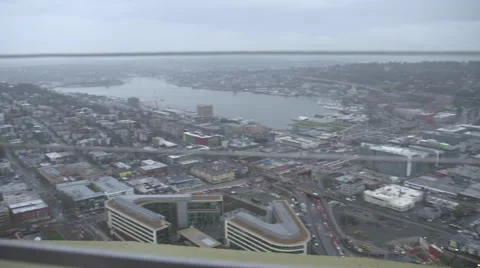 Seattle City view from Space Needle Observatory Stock Footage 65255277