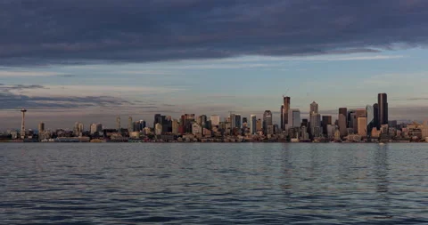 Seattle Cityscape Sunset Time Lapse Stock Footage 165303754