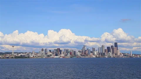 Seattle Cityscape from the Water Stock Footage 53219289
