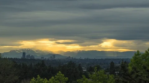 Seattle cloudy skyline Stock Footage 90932216