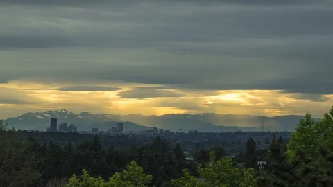 Seattle cloudy skyline Stock Footage 90952436