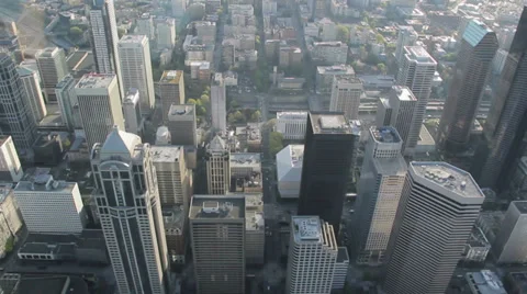 Seattle Downtown Aerial Perspective Stock Footage 34138150