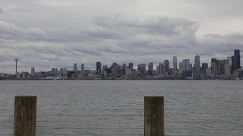 Seattle downtown from cloudy Video stock 106807889