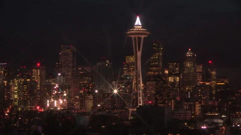Seattle downtown at night Video stock 136533521