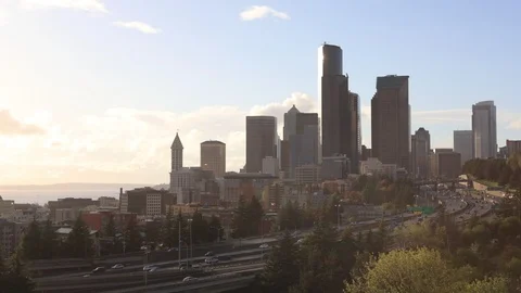 Seattle Downtown Sunset Time Lapse Video stock 103987726