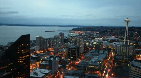 Seattle Dusk 2 Stock Footage 10882660