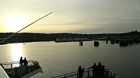 Seattle Ferry Boat Pulling into Dock Stock Footage 20499132