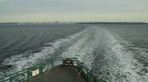 Seattle Ferry Boat Wake Stock Footage 20499556