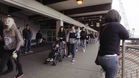 Seattle Ferry Commuters Stock Footage 106829724
