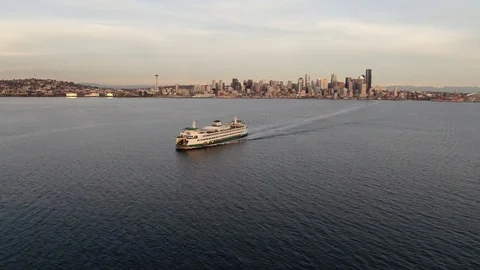 Seattle Ferry Leaving Seattle Stock Footage 104927670