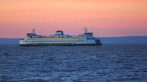 Seattle Ferry Passing By Stock Footage 32080421