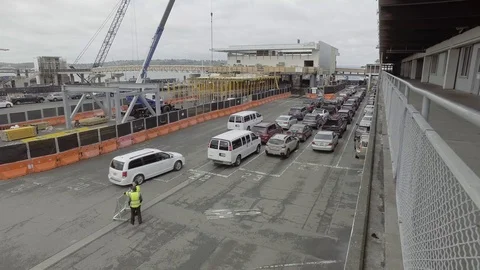 Seattle Ferry Que 2 Stock Footage 106880820