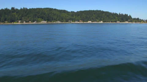 Seattle Ferry Ride Side View Land Stock Footage 32083364