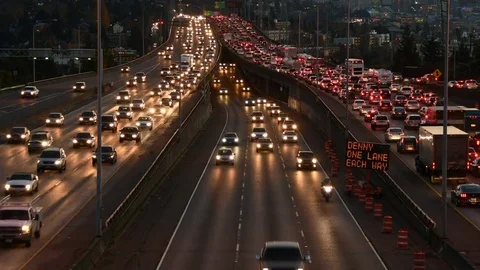 Seattle freeway dusk - Time Lapse Video stock 69840501