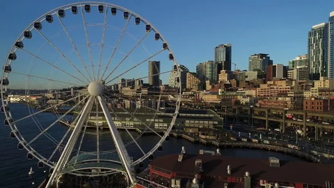 Seattle Great Wheel 2 Stock Footage