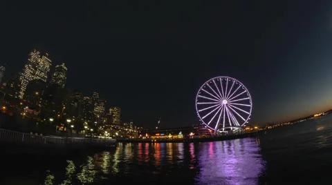Seattle Great Wheel TIme Lapse Stock Footage 44067798
